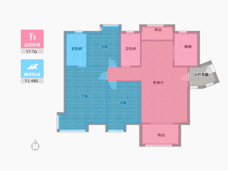 福建省-厦门市-国贸金沙湾6号楼130m²-104.00-户型库-动静分区