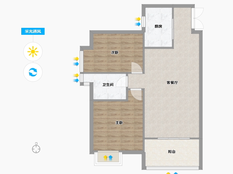 福建省-厦门市-金帝中洲滨海城43号楼94m²-75.19-户型库-采光通风