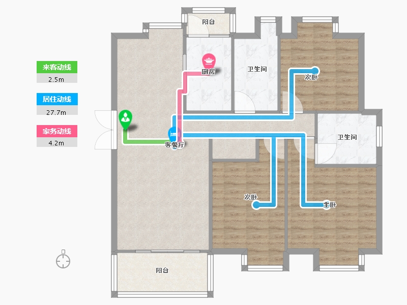 福建省-厦门市-金帝中洲滨海城43号楼135m²-107.99-户型库-动静线