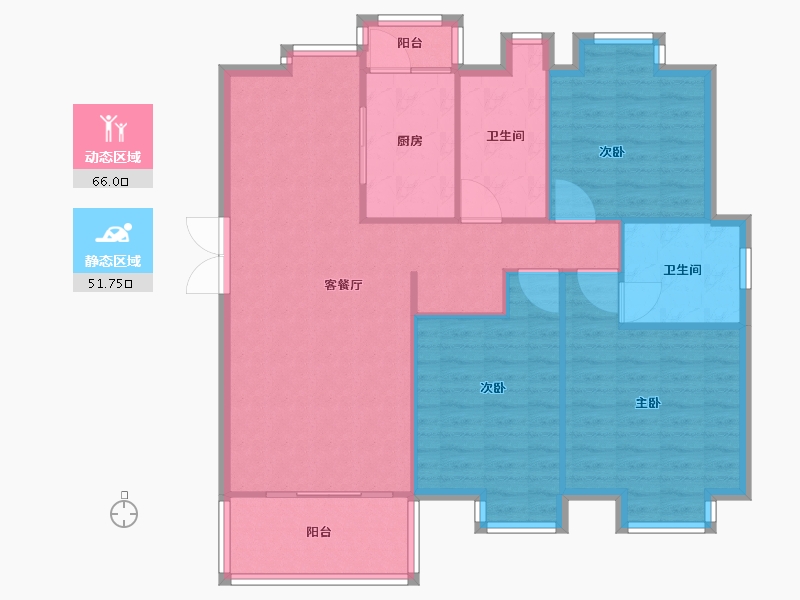 福建省-厦门市-金帝中洲滨海城43号楼135m²-107.99-户型库-动静分区