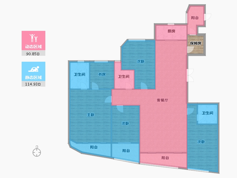 福建省-厦门市-金都海尚国际4号楼244m²-195.20-户型库-动静分区