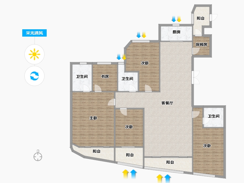 福建省-厦门市-金都海尚国际4号楼244m²-195.20-户型库-采光通风