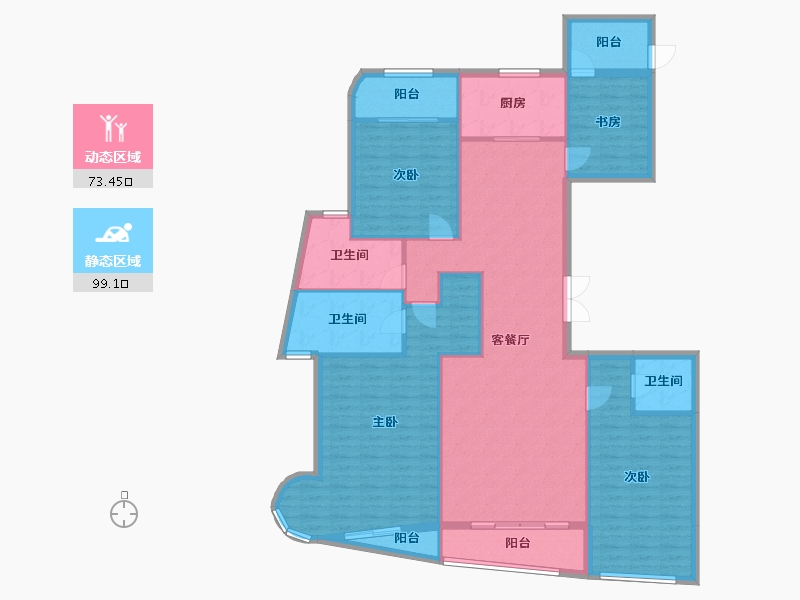 福建省-厦门市-金都海尚国际4号楼210m²-158.29-户型库-动静分区