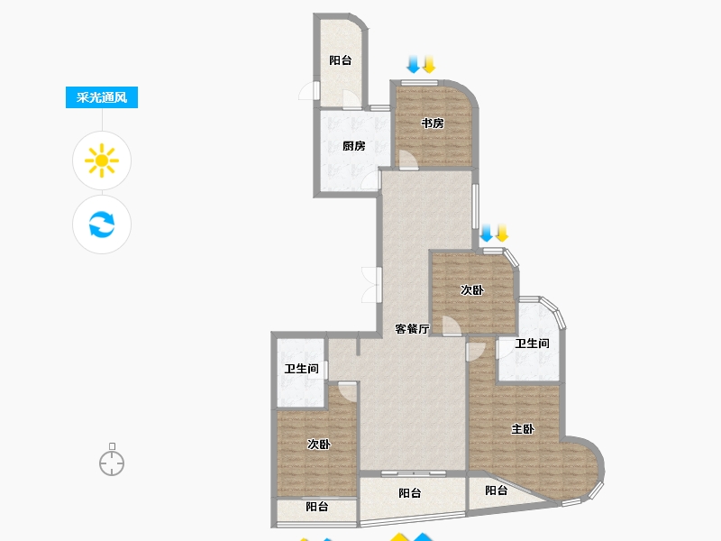 福建省-厦门市-金都海尚国际4号楼187m²-145.57-户型库-采光通风