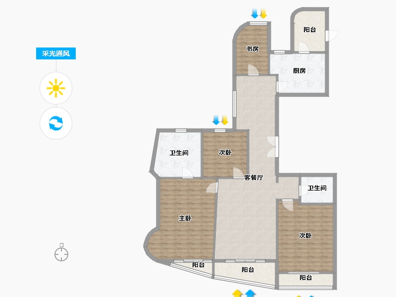 福建省-厦门市-金都海尚国际4号楼200m²-147.15-户型库-采光通风