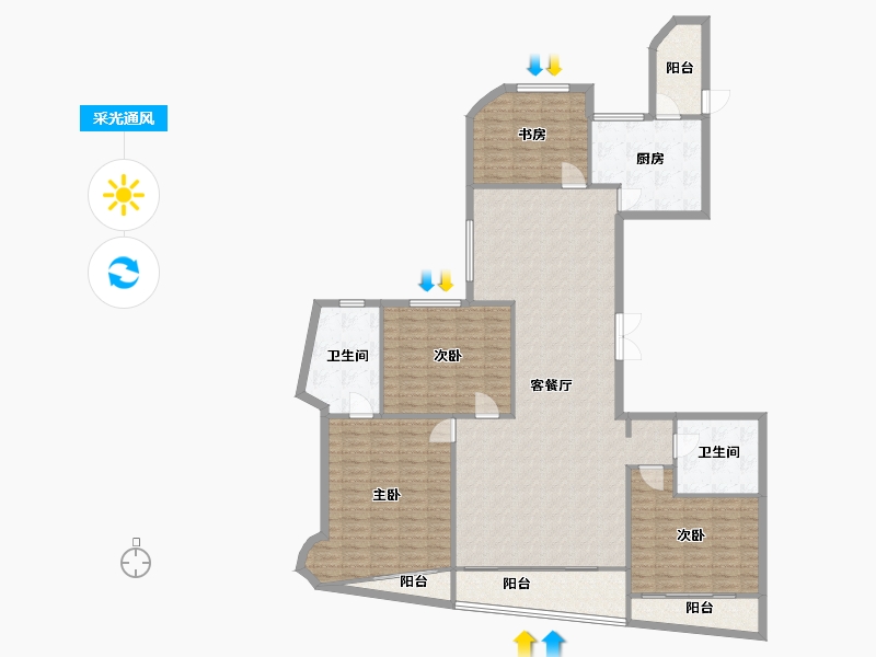 福建省-厦门市-金都海尚国际4号楼211m²-168.80-户型库-采光通风