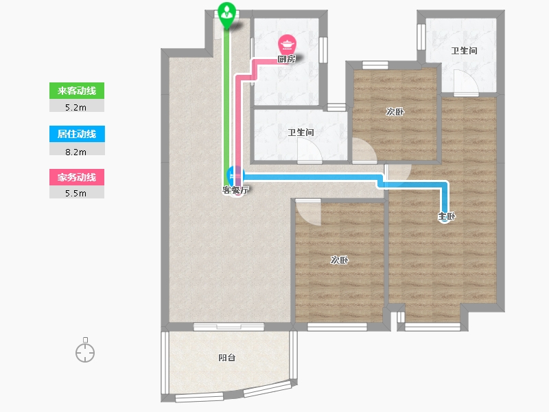 福建省-厦门市-金都海尚国际6号楼122m²-91.42-户型库-动静线