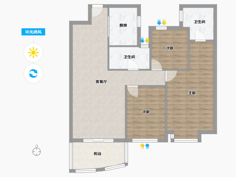 福建省-厦门市-金都海尚国际6号楼122m²-91.42-户型库-采光通风