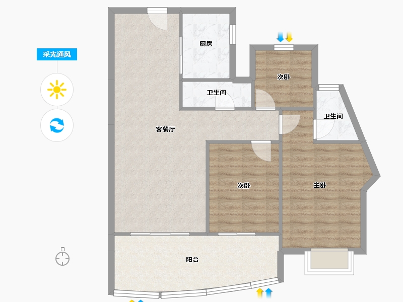 福建省-厦门市-金都海尚国际6号楼125m²-88.75-户型库-采光通风