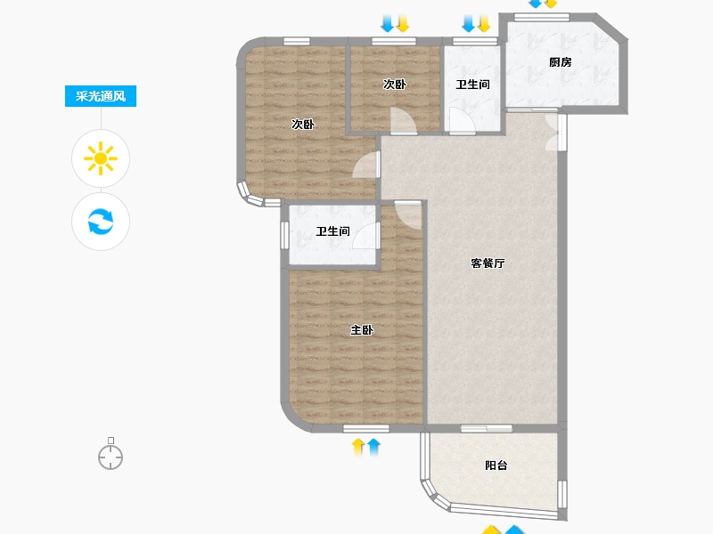 福建省-厦门市-金都海尚国际6号楼139m²-103.18-户型库-采光通风