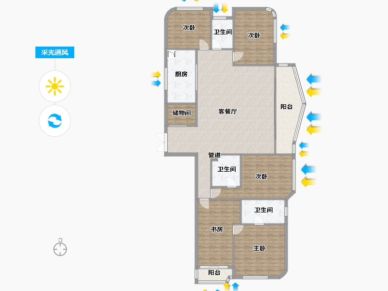 福建省-厦门市-金都海尚国际6号楼232m²-175.98-户型库-采光通风