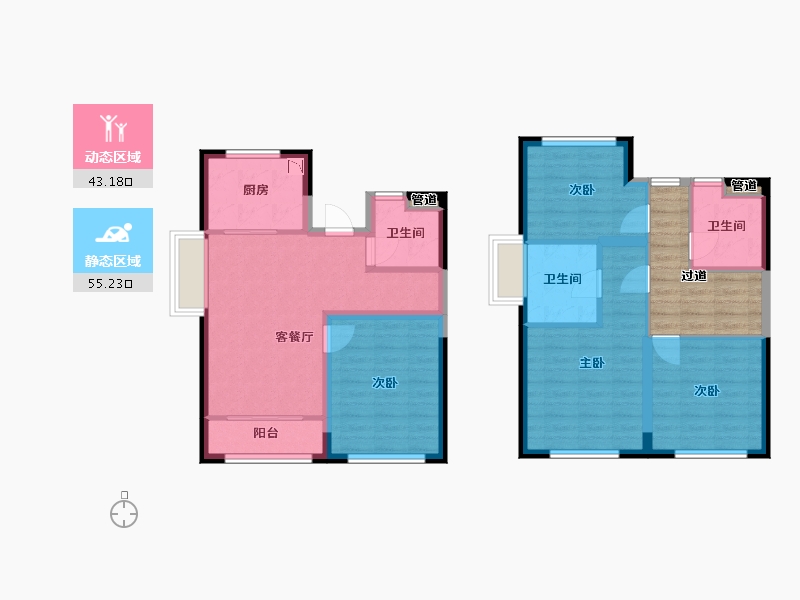 福建省-厦门市-融创大同府120m²-95.99-户型库-动静分区