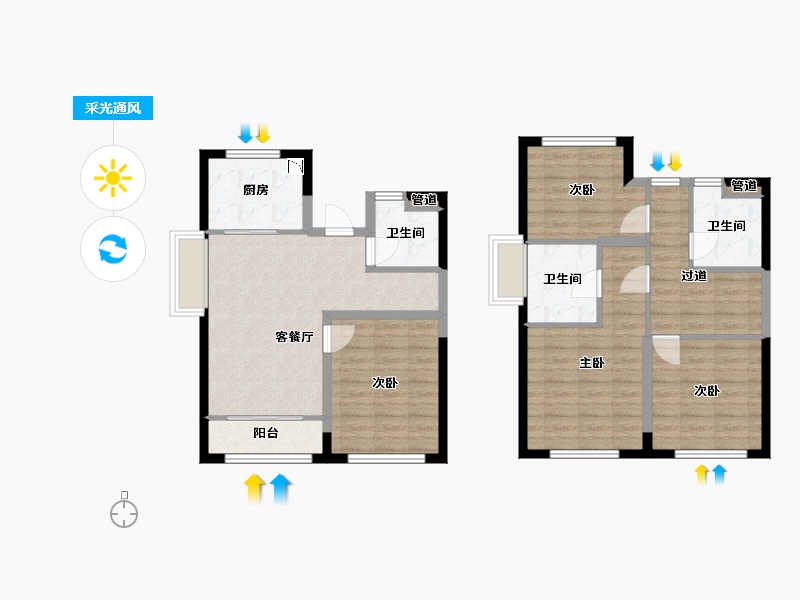 福建省-厦门市-融创大同府120m²-95.99-户型库-采光通风