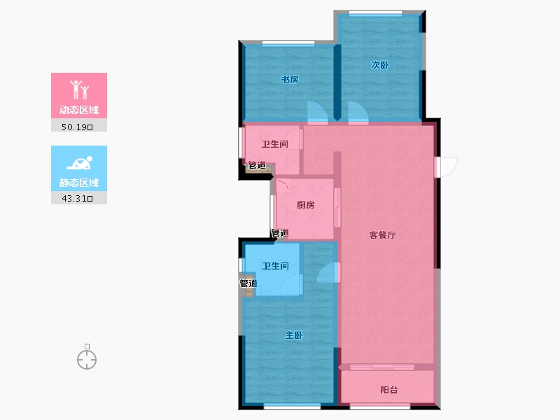 福建省-厦门市-融创大同府2号楼,6号楼105m²-84.00-户型库-动静分区