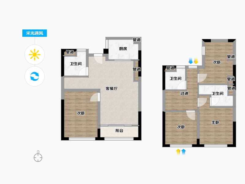 福建省-厦门市-融创大同府116m²-92.80-户型库-采光通风