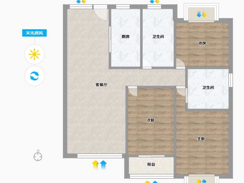 福建省-厦门市-融信厦门世纪　94m²-75.21-户型库-采光通风