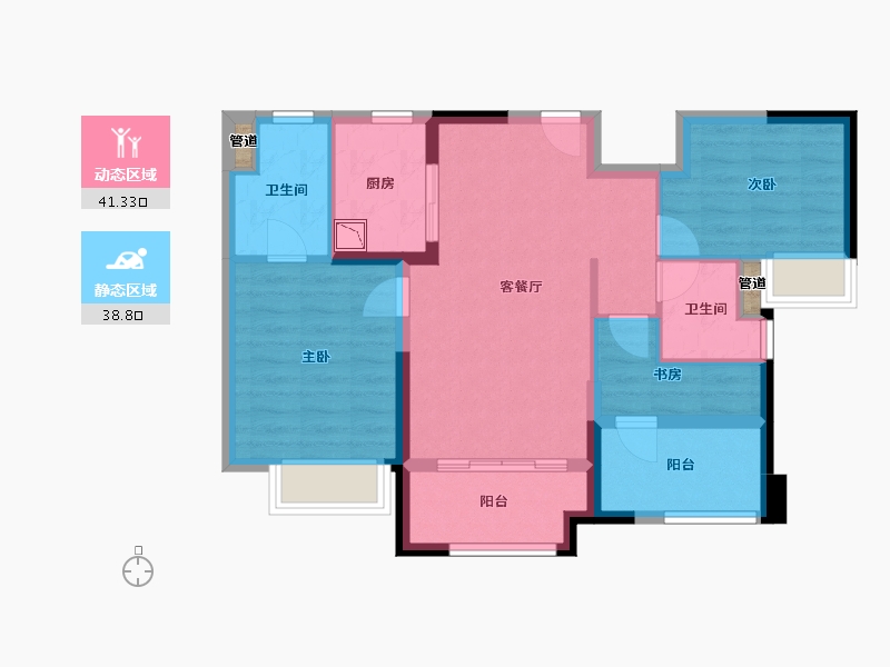 福建省-厦门市-厦门紫云府　89m²-71.39-户型库-动静分区