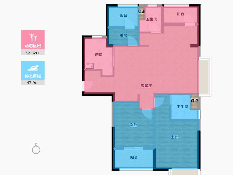 福建省-厦门市-厦门紫云府109m²-87.20-户型库-动静分区