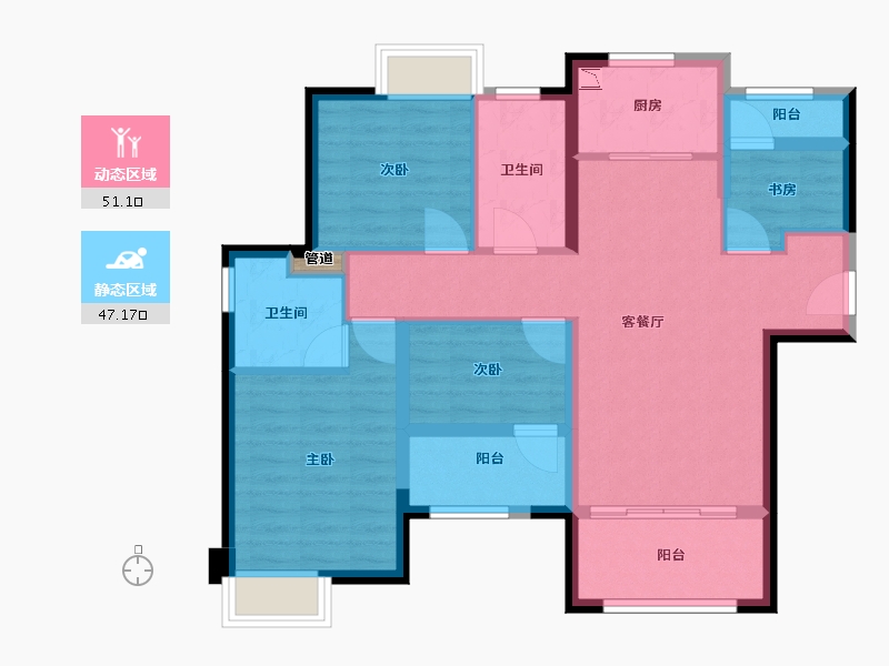 福建省-厦门市-厦门紫云府　109m²-87.20-户型库-动静分区