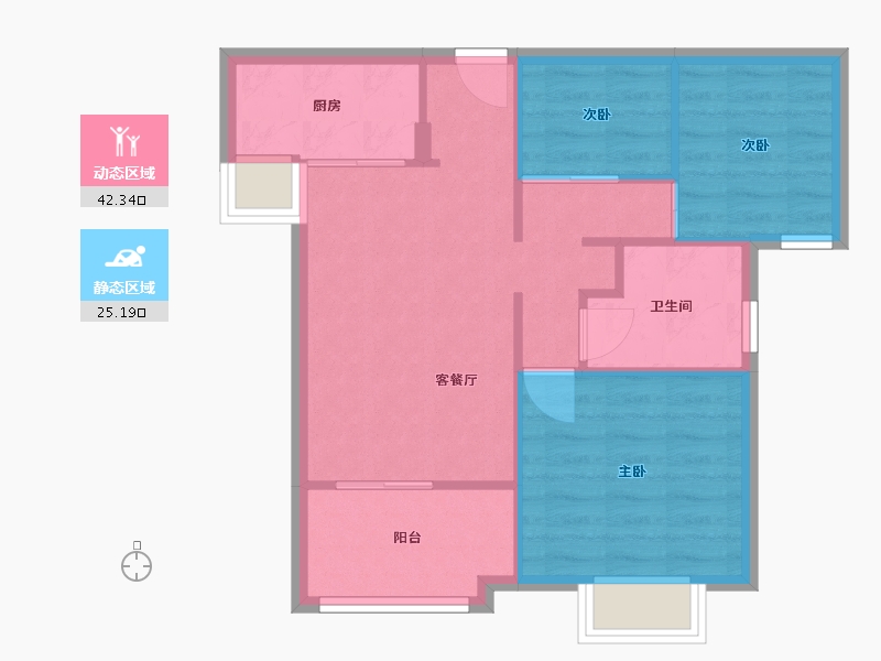 福建省-厦门市-特房樾琴湾　76m²-60.80-户型库-动静分区