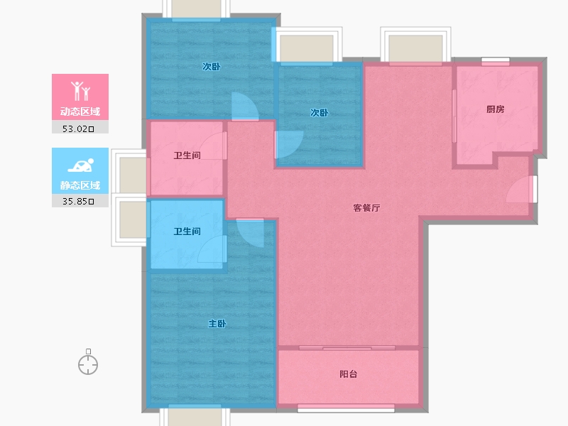 福建省-厦门市-特房樾琴湾　101m²-80.80-户型库-动静分区