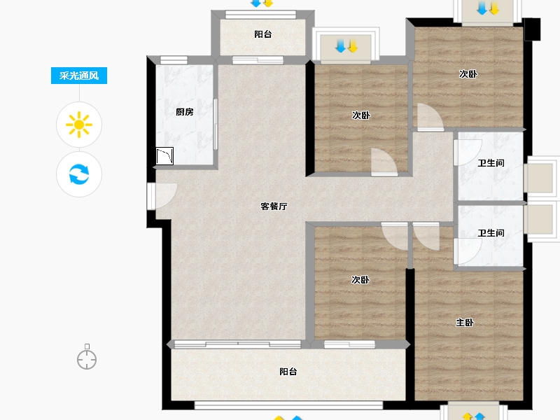 福建省-厦门市-特房樾琴湾130m²-104.01-户型库-采光通风