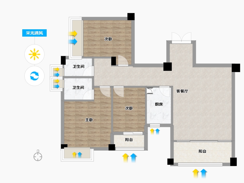 福建省-厦门市-欣盛丰森林海6号楼127m²-94.32-户型库-采光通风