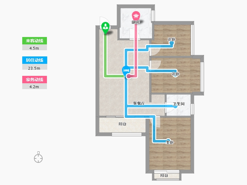 福建省-厦门市-禹洲世茂东岸朗廷　76m²-60.80-户型库-动静线