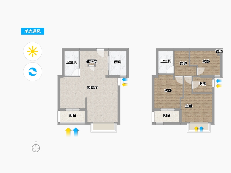 福建省-厦门市-禹洲香溪里4　地块4号楼124m²-99.35-户型库-采光通风