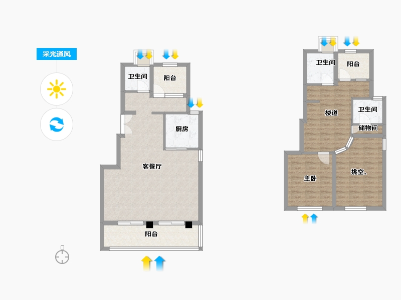 福建省-厦门市-招商雍和府6号楼119m²-107.95-户型库-采光通风