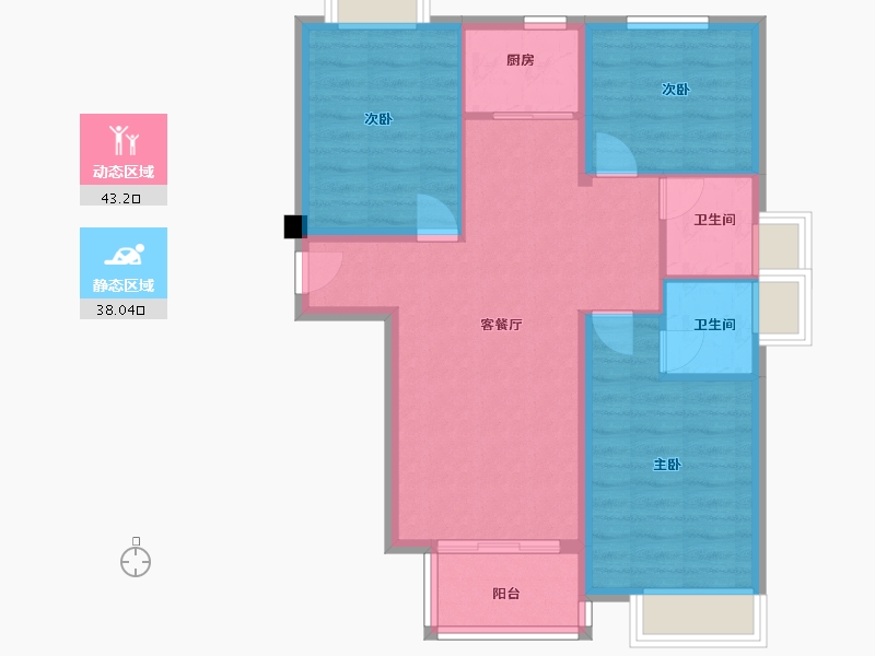 福建省-厦门市-中铁诺德逸都91m²-72.80-户型库-动静分区