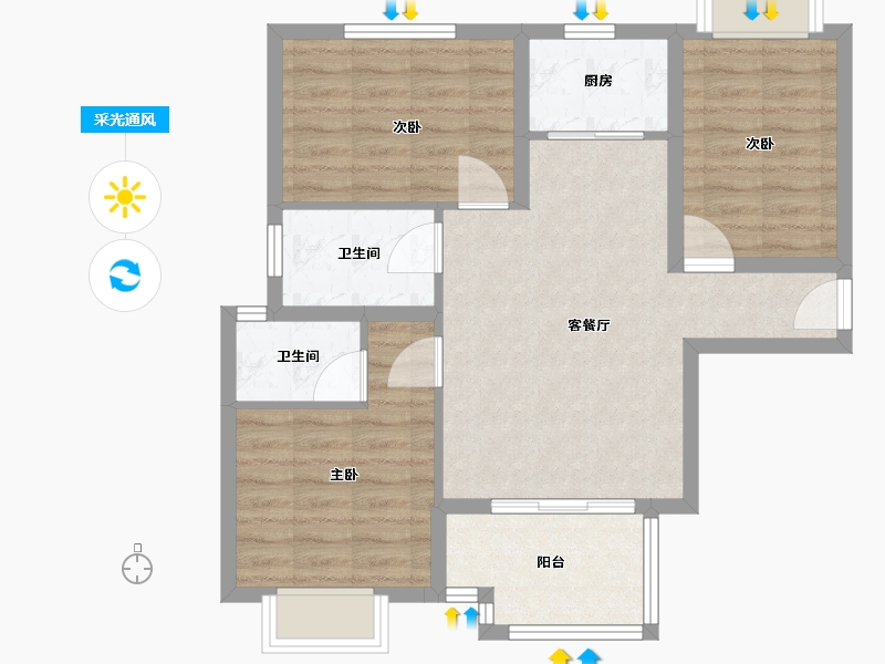 福建省-厦门市-中铁诺德逸都91m²-72.80-户型库-采光通风