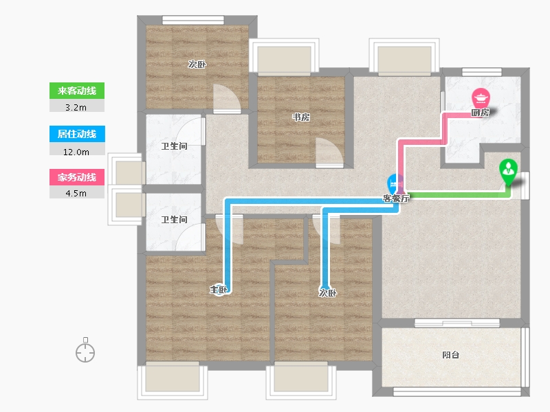 福建省-厦门市-中铁诺德逸都7号楼109m²-87.25-户型库-动静线