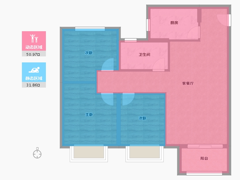 天津-天津市-金辉城优步学府云阙花园6号楼,云阙花园1号楼,云阙花园2号楼,云阙花园3号楼,建面-74.40-户型库-动静分区