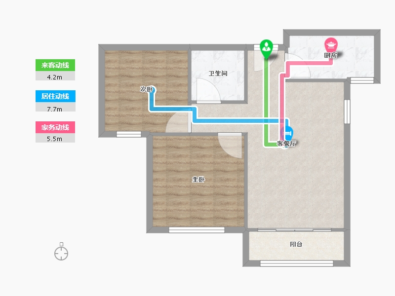 天津-天津市-宝德时代蓝湾1号楼,9号楼建面88m²-70.40-户型库-动静线