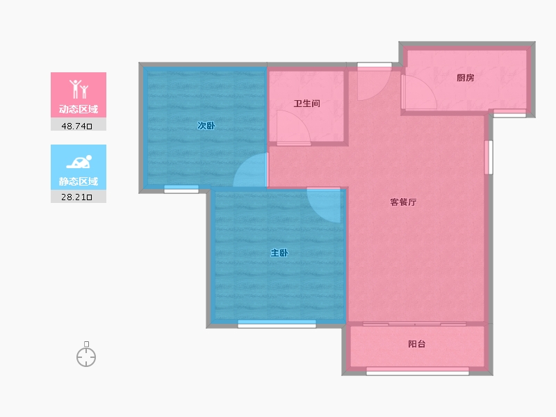 天津-天津市-宝德时代蓝湾1号楼,9号楼建面88m²-70.40-户型库-动静分区