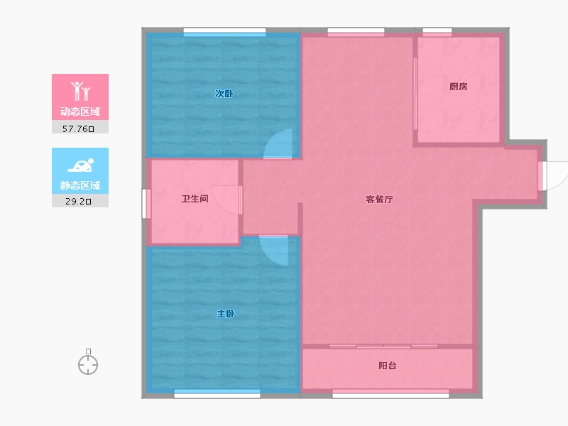 天津-天津市-宝德时代蓝湾1号楼,8号楼建面100m²-80.01-户型库-动静分区