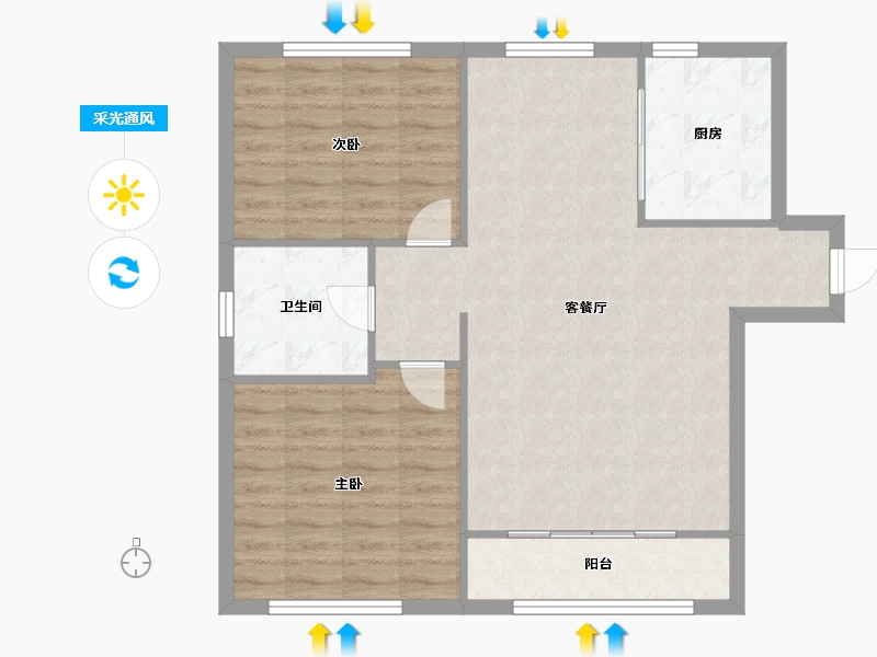 天津-天津市-宝德时代蓝湾1号楼,8号楼建面100m²-80.01-户型库-采光通风