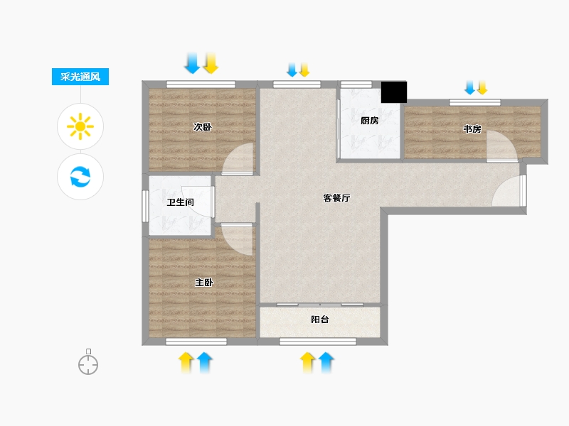 天津-天津市-宝德时代蓝湾8号楼,9号楼建面115m²-92.01-户型库-采光通风