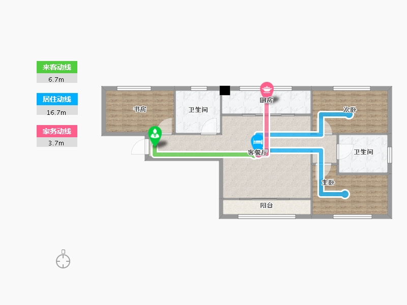 天津-天津市-宝德时代蓝湾8号楼,9号楼建面130m²-104.00-户型库-动静线