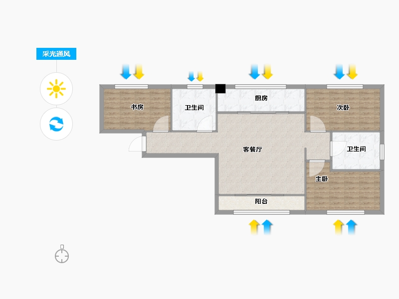 天津-天津市-宝德时代蓝湾8号楼,9号楼建面130m²-104.00-户型库-采光通风