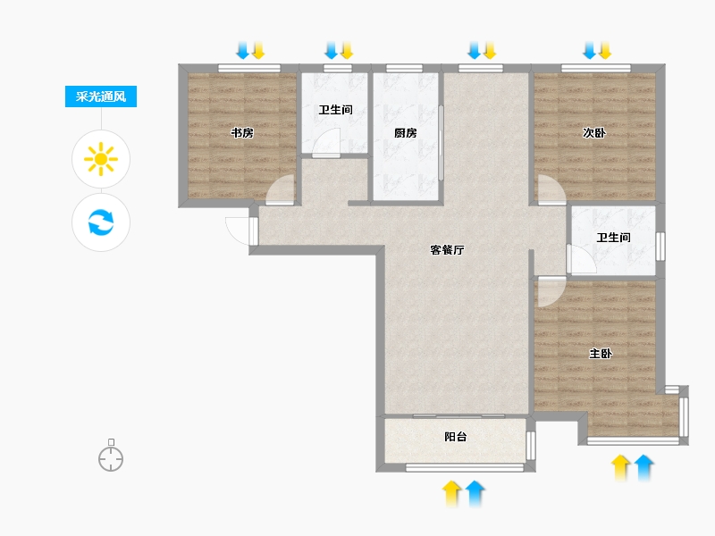 天津-天津市-瞰海轩1号楼,12号楼,16号楼,18号楼,21号楼建面138m²-99.51-户型库-采光通风