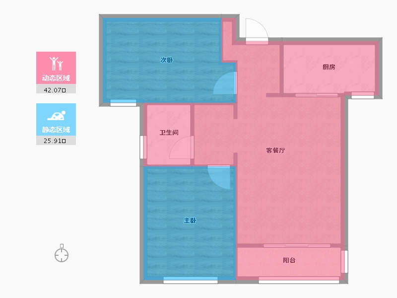 天津-天津市-瞰海轩1号楼,12号楼,16号楼,18号楼,21号楼建面92m²-61.56-户型库-动静分区