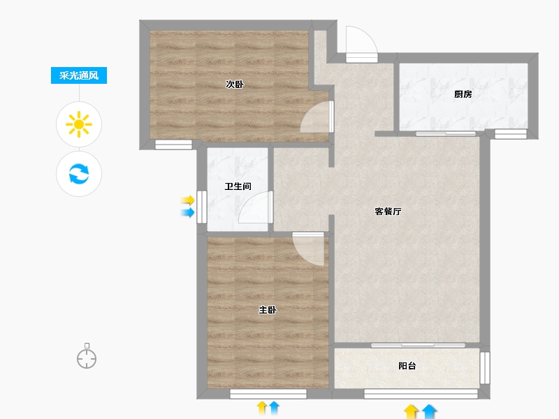 天津-天津市-瞰海轩1号楼,12号楼,16号楼,18号楼,21号楼建面92m²-61.56-户型库-采光通风