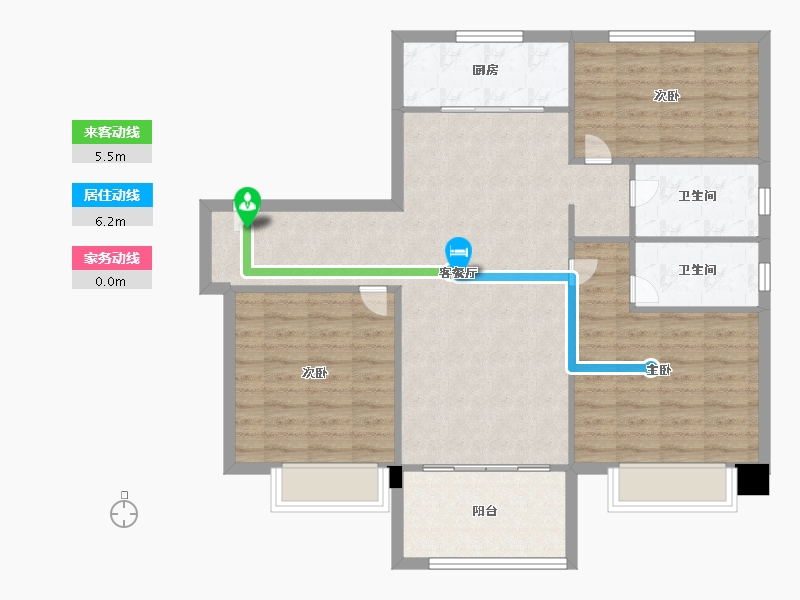 天津-天津市-铂誉府碧桂园铂誉府29号楼,建面123m²-98.40-户型库-动静线