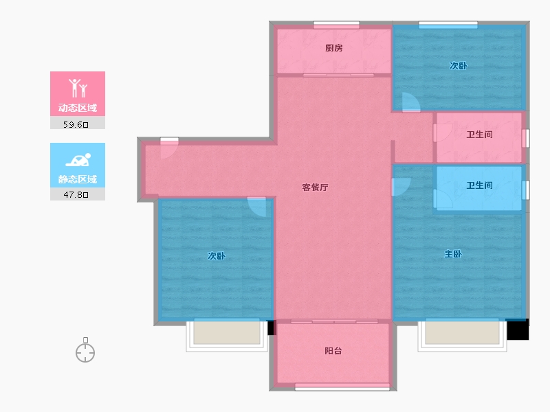 天津-天津市-铂誉府碧桂园铂誉府29号楼,建面123m²-98.40-户型库-动静分区