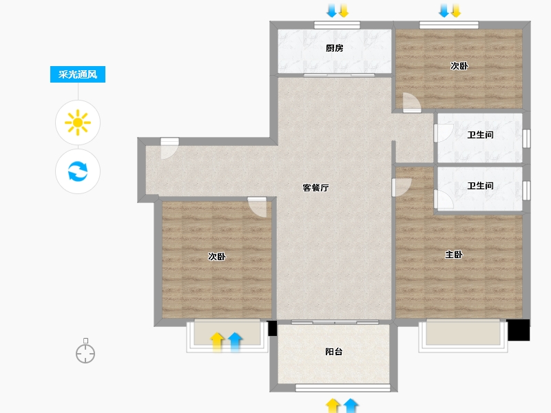 天津-天津市-铂誉府碧桂园铂誉府29号楼,建面123m²-98.40-户型库-采光通风