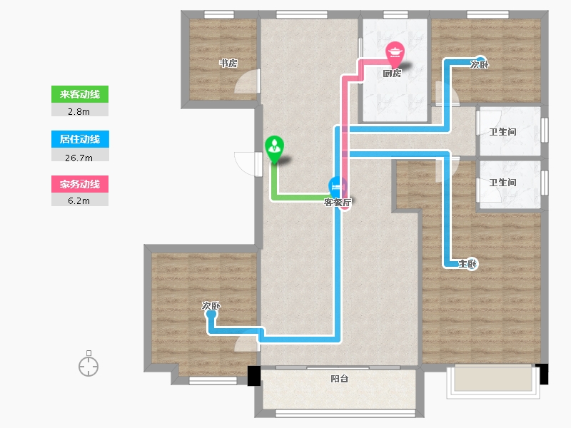 天津-天津市-铂誉府碧桂园铂誉府29号楼,建面142m²-113.60-户型库-动静线