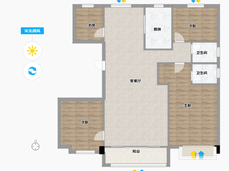 天津-天津市-铂誉府碧桂园铂誉府29号楼,建面142m²-113.60-户型库-采光通风