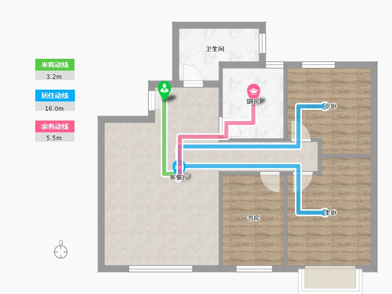 天津-天津市-中交香颂香颂理想花园26号楼建面90m²-72.00-户型库-动静线